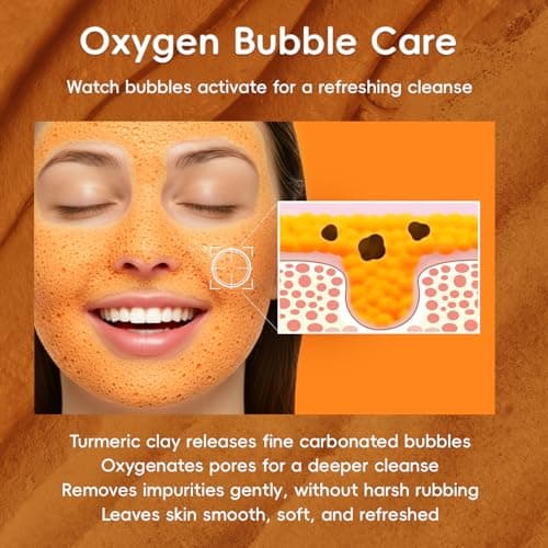 FIUMOT Turmeric Vitamin C Bubble Clay Mask, Hydrating and Deep Cleansing Pore Face Mask with PHA, Pore Cleansing and Oil Balancing Skincare 3.53oz - Thumbnail 5