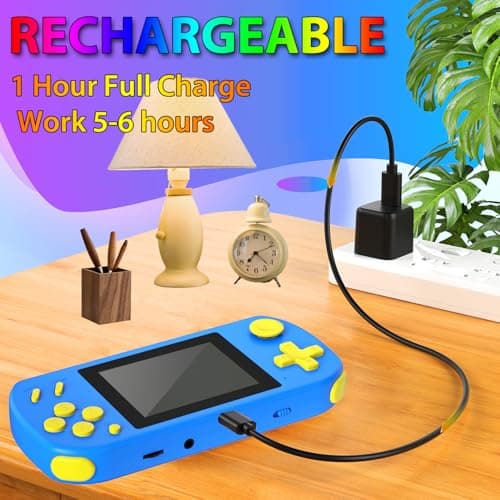 TEBIYOU Handheld Games for Kids Built-in 218 Video Games, Portable Kids Travel Toys for Ages 4-13 with Rechargeable Battery 3.0" HD Screen, Mini Gaming Player Birthday Gifts for Boys Girls (Blue) - Thumbnail 3