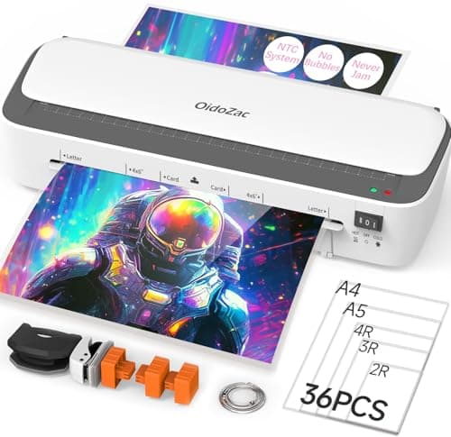 OidoZac Laminator Machine, 11 in 1 Laminating Never Jam Technology with 36 Laminating Sheets, 9 Inch Thermal Laminator A4 Laminating Machine Hot & Cold with Paper Trimmer for Home Office School - Image 1