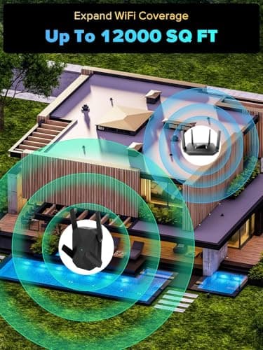 2026 AX3000 WiFi 6 Extender, WiFi Extender Signal Booster-Dual Band (2.4G/5.8G), Long Range WiFi Booster with Gigabit Ethernet Port, Access Point, No Required App, Easy Setup and Faster Speed (Black) - Thumbnail 6