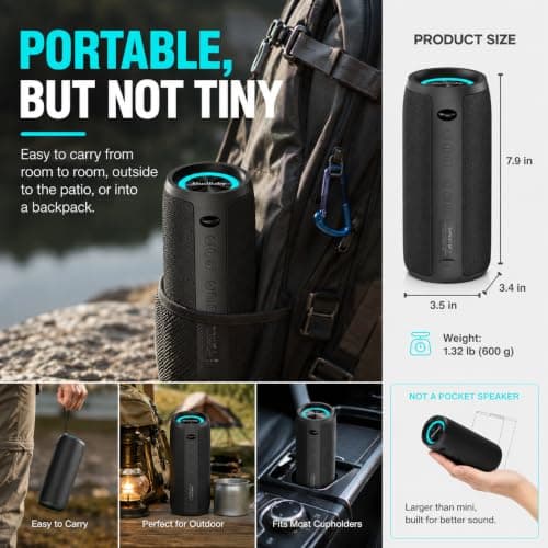 Bluetooth Speaker IPX6 Waterproof.Musibaby M88pro with Loud Stereo Sound,Portable Wireless Speaker,40H Battery,Bluetooth 5.3,Dual Pairing, Shower Outdoor Speaker for Party, Beach, Gifts Ideal. - Thumbnail 4