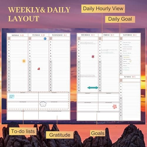 CAGIE 15 Month Planner Oct 2025-Dec 2026 Hourly Daily 2025-2026 Weekly Monthly Planners for Women 25-26 Day Hardcover Calendar Agenda with Stickers, 8.5 x 11 - Thumbnail 5