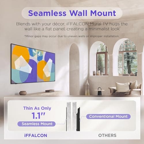 iFFALCON 65-Inch Class QLED 4K F75 Smart TV, Ultra-Slim 1.1'' Floating Picture Frame TV, Seamless Wall-Mount Installation | Dolby Vision IQ, 144Hz, Google TV, Alexa | Works w/Legacy Devices - Thumbnail 3