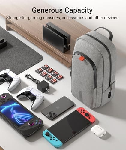 Syntech Carrying Case Compatible with Steam Deck OLED/ROG Ally X/ROG Xbox Ally X/Legion Go S/Nintendo Switch 2/PS Portal, Portable Travel Sling Bag for Consoles & Accessories with Large Storage, Gray - Thumbnail 2