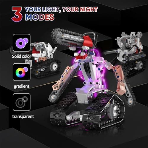 5 in 1 STEM RC Robot Building Kit for Boys, APP & Remote Control Erector Set RC Toys for Kids Blocks 419 Pcs, DIY Build Science Educational Gift for Age 6 7 8 9 10 11 12+ Boys & Girls - Thumbnail 5