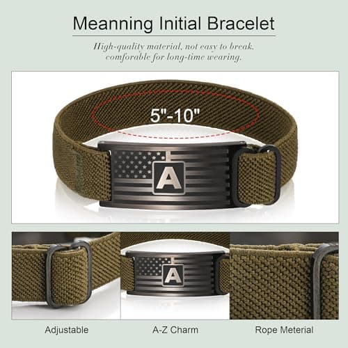 C-leen Easter Gifts for Boys Men - Flag Letter A Initial Bracelets for Men Teen Boy Gift, Dainty Initial Bracelet for 5 6 7 8 9 10 Year Old Boy Gifts Easter Basket Stuffers for Boys - Thumbnail 5