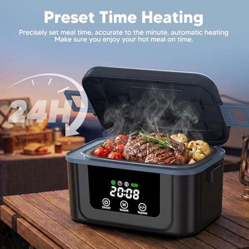 FISHOAKY Cordless Heated Lunch Box, 6.3 Cups Electric Lunch Box with Ice Crystal Box Food Warmer Rechargeable Portable Lunch Box Warmer for Adults Men Women Trucks Driver Office Worker Travel - Thumbnail 2