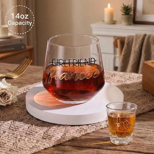 4Pcs Engagement gifts for couples Ring Finger Wine&Whiskey&Shot Glass Set Just Married Gift,Mr and Mrs Wedding Newlyweds Bridal Shower gifts for women Fiance Fiancee Couples Bridal,Bachelorette - Thumbnail 4