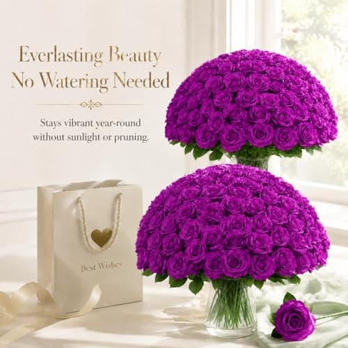 LetuoClips 50 PCS Purple Roses Artificial Flowers, Fake Purple Roses, Purple Artificial Roses with Stems for DIY Wedding Flowers Decoration, Valentines Roses, Wedding Decoration - Thumbnail 2
