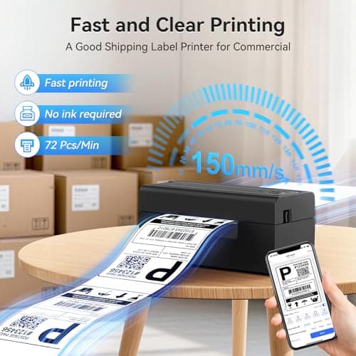 Hoorola Bluetooth Thermal Label Printer, Wireless 4x6 Shipping Label Printer for Small Business & Shipping Packages, Support iPhone, Android, Windows, macOS, Work for Amazon, Ebay, Shopify, Etsy, USPS - Thumbnail 3