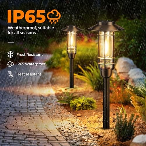 Ahaorigin 6 Pack Solar Pathway Lights Outdoor, Upgraded Bright Solar Powered Garden Light Outside, Waterproof Outdoor Lighting for Landscape Lawn Patio Yard Path Driveway Walkway Decor, Warm White - Thumbnail 2