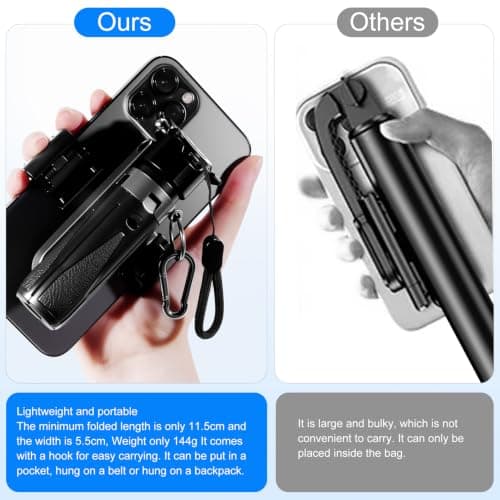 3-in-1 Mini Tripod, Selfie Stick for iPhone, Tripod for iPhone with Remote Control, Lightweight Travel Tripods for Selfie Video Recording, Compatible with 4-7 Inch iOS/Android Phones - Thumbnail 6