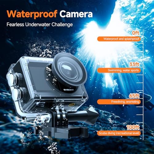 SVBONY SVGo2 4K30FPS Underwater Camera, EIS 2.0 Dual Touch-Screen Waterproof Camera Underwater, 50MP 5X Zoom, Remote Action Camera with Floating Selfie Stick, 2 Batteries for Snorkeling, Skiing - Thumbnail 3