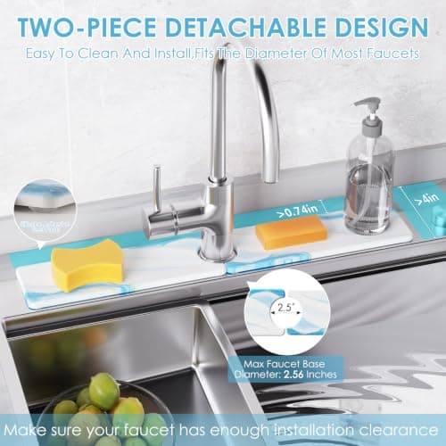 4-Piece Large Stone Dish Drying Mat for Kitchen Counter, 24"x16" Super Absorbent Diatomaceous Earth Drying Mat Set with Faucet Mat & Small Utility Mat, Rollable Quick Dry Pad for Dishes, Cups, Bottles - Thumbnail 3