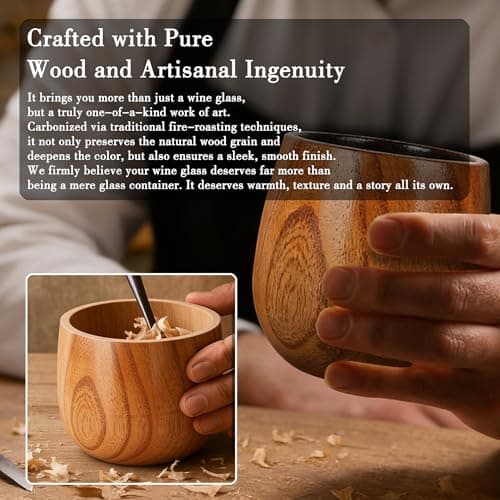 Charred Wooden Bourbon Drinking Glass - Artisan Oak Whiskey Tumbler with Gift Tube, Unique Wooden Whiskey Glass for Men, Bourbon Gifts for Men, Whiskey Glass for Dad Husband Birthday - Thumbnail 5