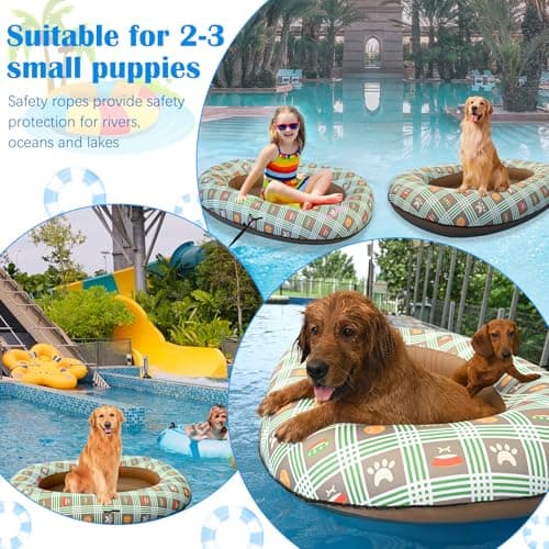 Dog Float for Pool, Dogs Pool Float Inflatable for Large Doggy Heavy Duty Dogs Foldable Lake Raft for Dog -Up to 150Lbs - Thumbnail 5