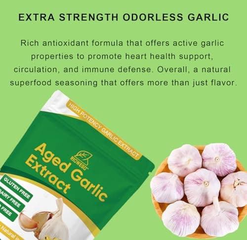 RIOWEGO Aged Garlic Extract Softgels,Odorless Allium Sativum Antioxidant Supplement for Heart & Immune Support, Vegetarian, Non-GMO,2 Year Matured for Antioxidant Wellness-300 Count - Thumbnail 4