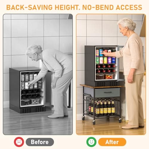 GloCryp Mini Fridge Stand, Heavy-Duty End Table Fridge Table with Storage, Small Refrigerator Stand with Rolling Wheels for Dorm, Kitchen,Pantry - Thumbnail 6