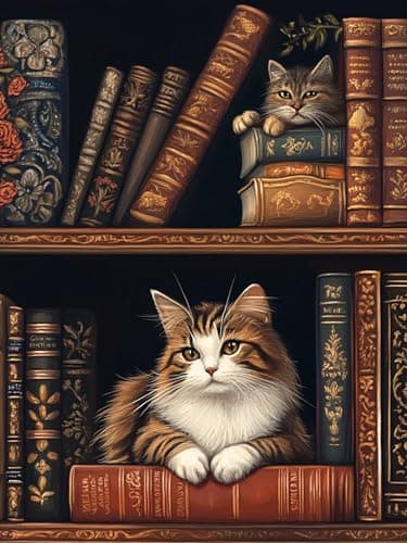ijbnhd Cat Diamond Art Kits for Adults, 5D Cat Diamond Painting Kits for Adults Beginners, DIY Full Round Drill Gem Arts Craft for Home Wall Decor 12 X 16Inch
