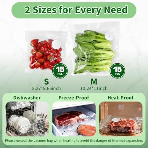 SIHUADON Compact Vacuum Sealer for Food, Portable Handheld Vacuum Sealer Machine with Visible Water Tank, 30 Reusable Bags, 5X Fresh Longer food preservation for Kitchen Meal Prep, Home & Camping - Thumbnail 3