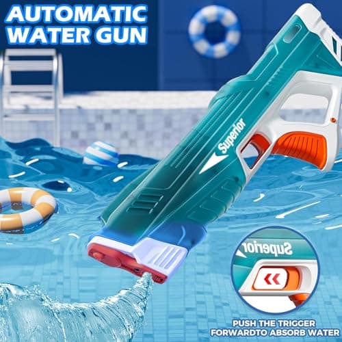 Skirfy Electric Water Gun for Adults Kids, Powerful Automatic Squirt Gun, High Powered Shooting 100+ Blasts, Strongest Auto Water Blaster, Long Range, Pool Outdoor Water Toy Game - Thumbnail 3