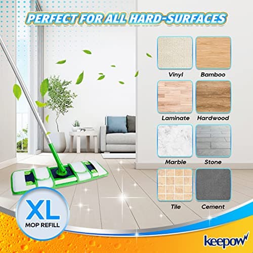 KEEPOW XL Wet Pads Refills for Swiffer XL, Wet Mopping Cloths for Swiffer XL Mop, Reusable Microfiber Mop Pads for Hardwood Floor, 4 Pack - Thumbnail 5