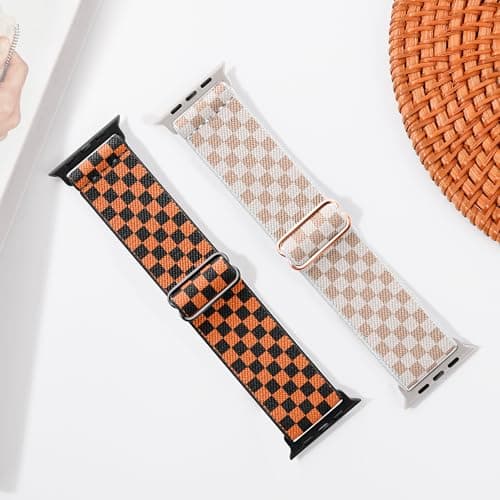 XSMDAJDTXZ 2 Pack Stretchy Solo Loop Compatible with Apple Watch Band 40mm 41mm 44mm 45mm 46mm 49mm 38mm 42mm Women Men, Sport Nylon Elastic Straps Braided Wristbands for iphone Watch Series 11 10 9 8 7 6 5 4 3 Ultra SE (rose/orange, 42mm(Series 3)/44mm/45mm/46mm/49mm) - Thumbnail 4