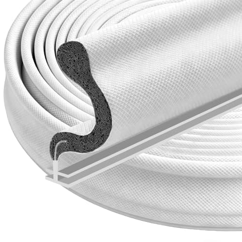 40FT Weather Stripping Door Seal: Sound Proof Draft Blocker Kerf Weather Stripping for Exterior Front Door, Large Gap Seal, Easy to Install (White)