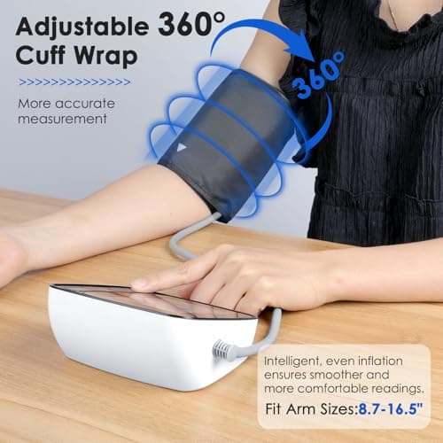 WEONY Blood Pressure Monitor,Upper Arm Blood Pressure Monitors for Home Use,FSA&HSA Eligible Digital Blood Pressure Machine,Adjustable 8.7"-17" Blood Pressure Cuff Backlight LCD 2 * 90 Memory - Thumbnail 5