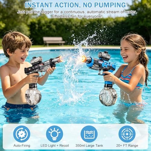 Altoance Electric Water Gun for Kids, Automatic Squirt Gun with LED Light & Sound - Thumbnail 2