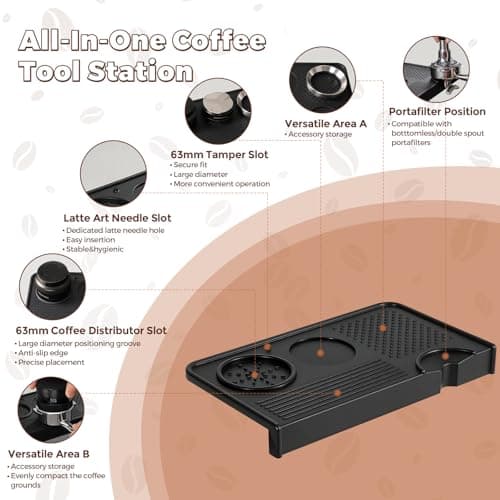 carrottimes Espresso Tamping Mat, Food Grade Silicone Coffee Tamper Mat, 10.43 Inch×5.63 Inch Portafilter Mat for Barista, 7MM Thickened Waterproof and Heat-Resistance Coffee Tamp Mat (Black) - Thumbnail 3