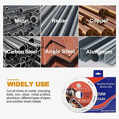 BRSCHNITT Diamond Cut Off Wheel,4 1/2 Inch x 7/8 Inch-5/8 Inch Arbor Vacuum Brazed Diamond Saw Blades for Metal Steel Tube Iron Rebar Cutting Wheel 115mm - Thumbnail 5