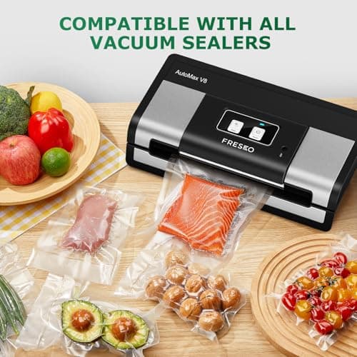 FRESKO Vacuum Sealer Bags Rolls 2 Packs 11" x 20', Commercial Grade Seal a Meal Bags for Storage Food and Sous Vide, BPA Free, Heavy Duty Customized Size Freezer Bags for Vacuum Sealer - Thumbnail 5