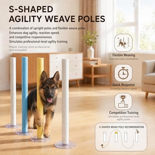 Wooden dog obstacle course indoor,Dog Agility Equipment with Suction Cups, Adjustable Puppy Play Gym Agility Hurdles,3-in-1 Dog Training Toys for Small Dogs, Portable Indoor Starter Kit with Guide - Thumbnail 5