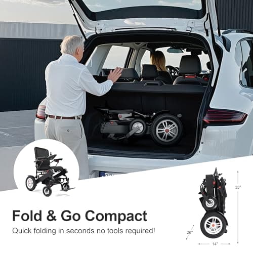 Tivaro 40 Miles Longest Range Electric Wheelchair for Adults, Foldable Motorized Wheelchair with 2 Removable Batteries, Power Wheelchairs for Seniors, Black - Thumbnail 6
