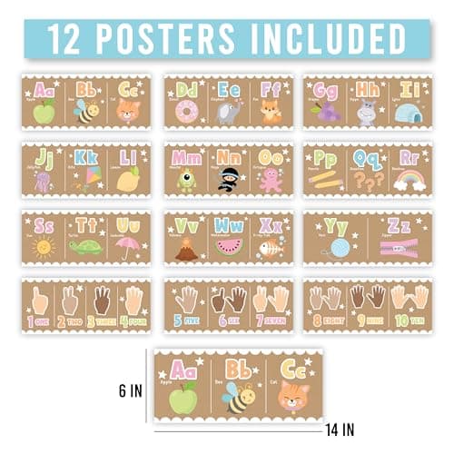 Hadley Designs Alphabet for Classroom Wall Decor - ABC Posters for Classroom Wall Chart Preschool & Kindergarten, ABC Letters & Number Line Elementary Must Haves, Kraft Daycare & Homeschool Essentials - Thumbnail 4