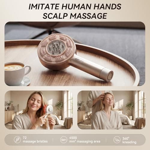 DZAVOK Electric Scalp Massager, 3-in-1 Scalp Care Brush with Oil Applicator, Waterproof IPX7, for Cleaning, Relaxation, and Healthy Scalp - Thumbnail 4