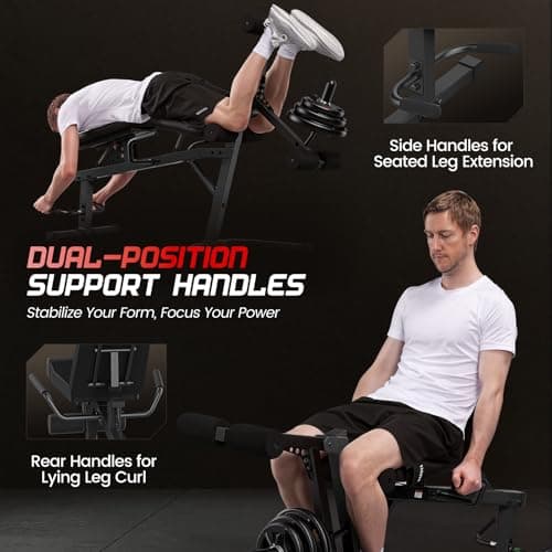 ANCHEER Leg Extension and Curl Machine, 880LBS Adjustable Leg Curl Machine, Seated Leg Extension and Lying Curl Machine for Home Gym, Leg Workout Equipment Compatible with 1" and 2" Plates - Thumbnail 5