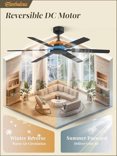 Fanbulous Ceiling Fan No Light, 48 Inch Indoor/Outdoor 6 Blades Ceiling Fan with Remote, 6-Speeds, Quiet Reversible DC Motor, Fans Without Light for Tilted Ceiling/Bedroom/Living Room/Patios - Thumbnail 6