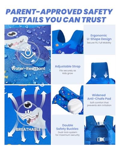 Gogokids 2-in-1 Toddler Swim Vest Pool Floaties for Kids[CPC Certified & Remove Crotch Strap]Puddle Float Jumper 24-66 Pounds, Toddler Arm Floaties Swim Jacket Water Wings for kids Boys Girls Swimmies - Thumbnail 3