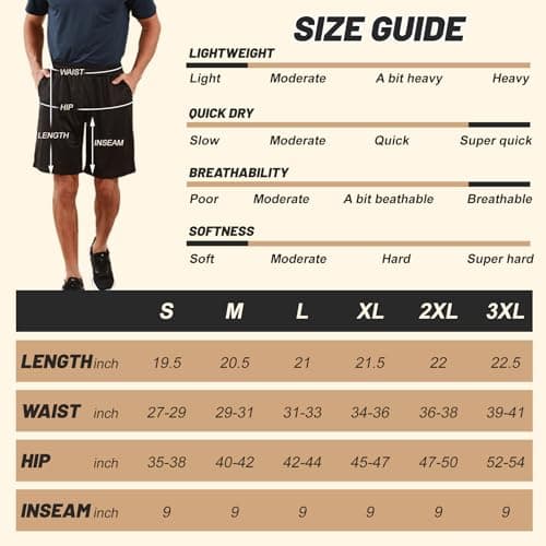 BOOJO Men's Athletic Gym Shorts - Quick Dry Black Casual Basketball Shorts with Pockets for Running Workout Activewear - Thumbnail 6