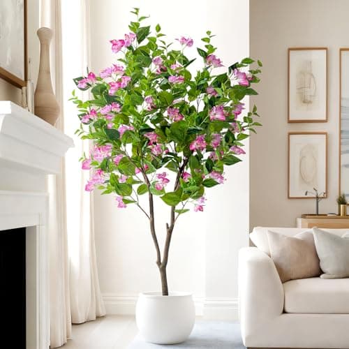 Erimda 5FT Artificial Bougainvillea Tree Artificial Tree Tall Potted Fake Bougainvillea Trees for Outdoor Indoor Lifelike Potted Faux Plants with Wood Trunk and Flowers Office Wedding Home Decor - Thumbnail 3