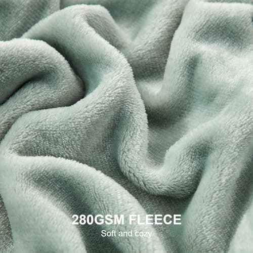 Hansleep Fleece Celadon Queen Blanket, Super Soft Flannel Fuzzy Plush Cozy Blanket for All Seasons, Celadon, Queen 90x90 Inches - Thumbnail 4