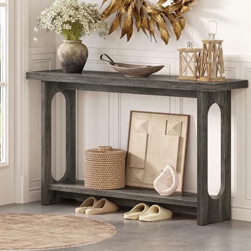 Tarnorci Entryway Console Table, 55" Wood Grey Console Table Narrow Sofa Tables with Storage Hallway Foyer Tables for Entryway, Living Room, Hallway - Thumbnail 5