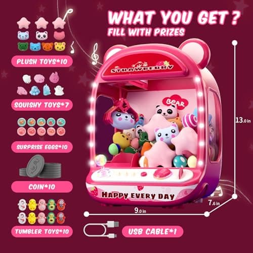 Skirfy Claws Machines for Kids,Unicorns Toys for Girls Age 6+,Mini Vending Machine with Plush Toys,Candy Dispenser Machine,Claws Game Machine,New Year Birthday Gifts for Kids - Thumbnail 3