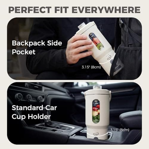 Arcblin Portable Blender for Shakes and Smoothies, 17oz Personal Blender with Detachable To-Go Cup & Carry Handle, USB-C Rechargeable Mini Juicer, Auto-Shutoff, BPA Free, White - Thumbnail 3