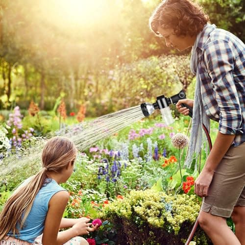 EVILTO Garden Hose Nozzle, High Pressure Hose Spray Nozzle 8 Way Spray Pattern One-Touch Sprayer for Watering Plants, Lawn, Patio, Car Wash, Cleaning，Showering Pet - Thumbnail 3