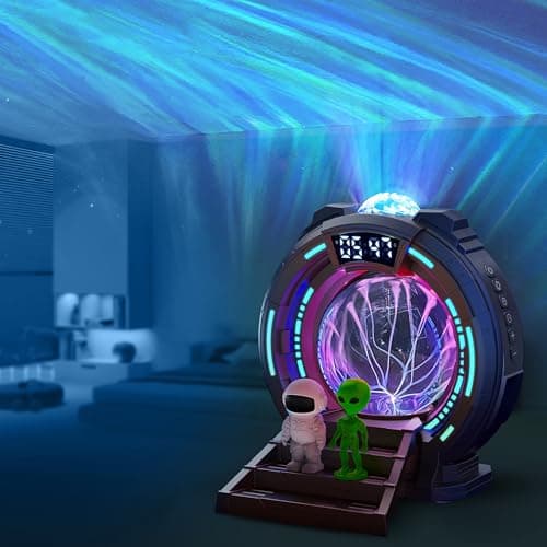 L LOHAS LED Galaxy Projector Night Light, Space Portal Night Light with Static Electricity Ball with Stargate, White Noise Sound Machine, Bluetooth Music, Clock/Timing Globe Lamp for Bedroom