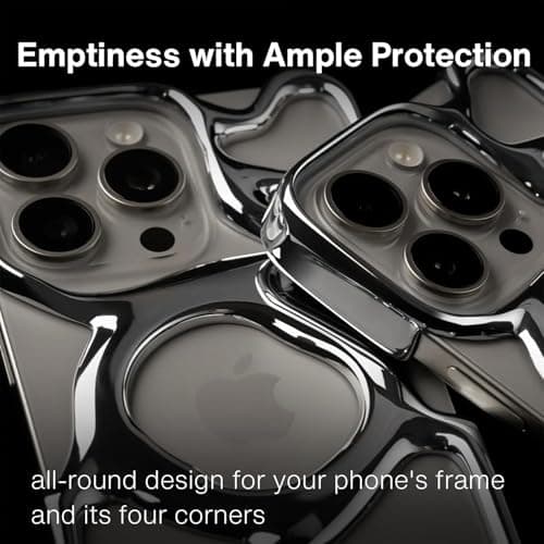 Angry miao AM Emptiness iPhone 15 Pro Max Case Matte Sliver, Ultra-Light 23g Clear PC Case with Hollow Frame for Better Heat Dissipation, Shock-Resistant Protection, MagSafe Compatible - Thumbnail 5
