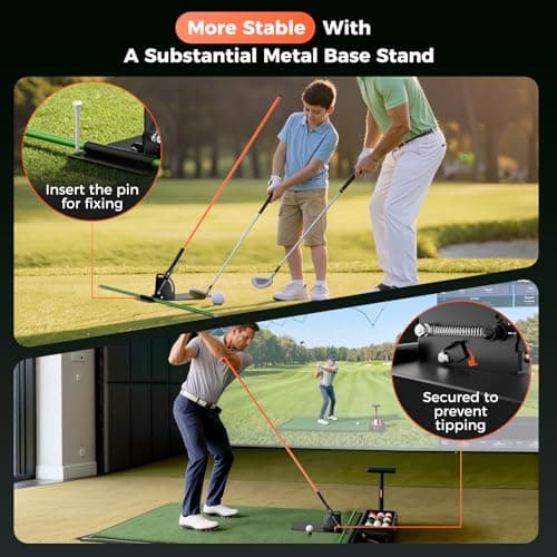 Golf Alignment Sticks Holder, Golf Training Aid with Alignment Sticks & Protective Padding, Swing Trainer Practice Teaching Aid Driving Range for Aiming, Putting, Swing, Golf Gifts for Men Women - Thumbnail 4